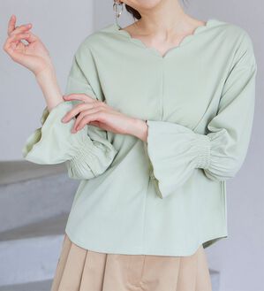 RANAN（ラナン）の「ひんやり！キャンディースリーブスカラップブラウス（カットソー）」｜詳細画像