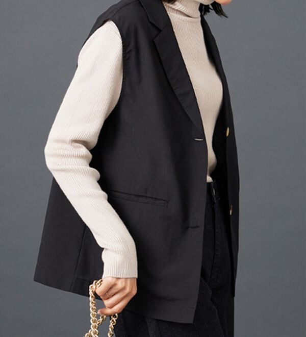 BELLUNA（ベルーナ）の「シアー素材ポケット付テーラードジレ（ジレ）」｜詳細画像