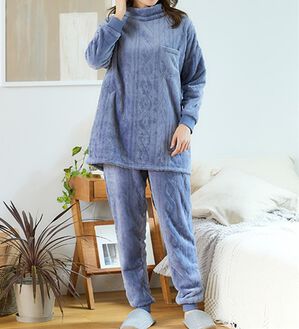 LAVIENNE（ラヴィエンヌ）の「ふわっもこケーブルフリースパジャマ（パジャマ・ルームウェア）」｜ブルーグレー