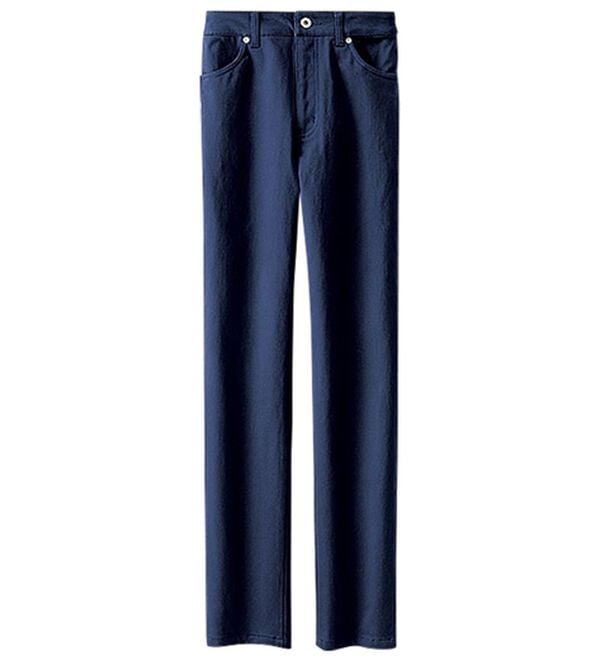 BELLUNA（ベルーナ）の「静電防止！蓄熱綿サテンストレッチカラーパンツ（フルレングスパンツ）」｜パープル