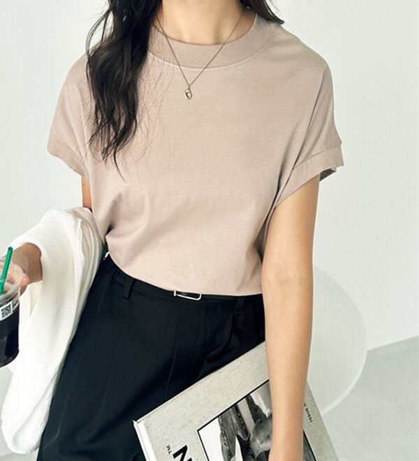 GeeRA（ジーラ）の「綿１００％フレンチスリーブチュニックＴシャツ（カットソー）」｜詳細画像