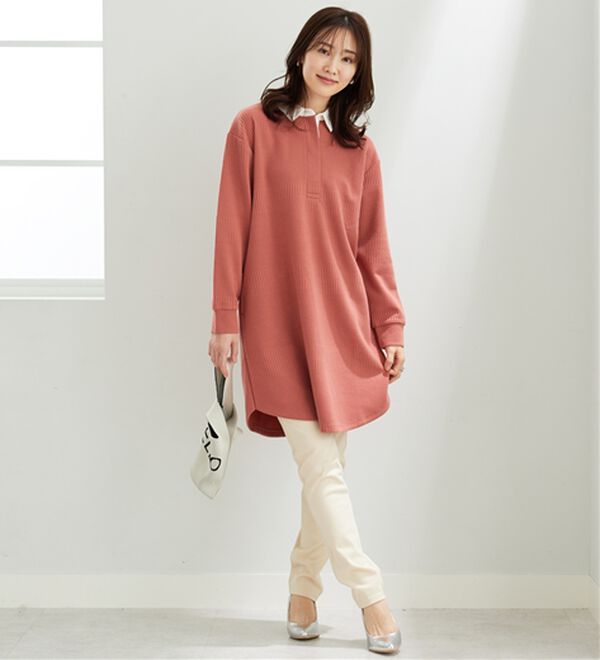 BELLUNA（ベルーナ）の「ボーダージャカード素材ラガーシャツワンピース（カットソーワンピース）」｜詳細画像