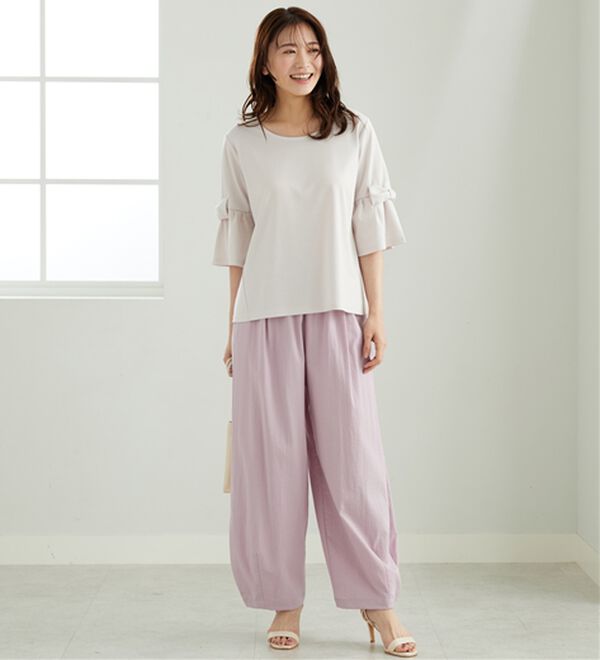 BELLUNA（ベルーナ）の「リボン付フレアー袖プルオーバー（カットソー）」｜詳細画像