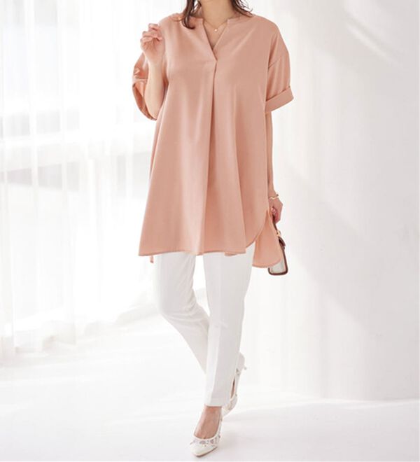 alotta（アロッタ）の「スキッパーとろみブラウスチュニック（ブラウス）」｜詳細画像