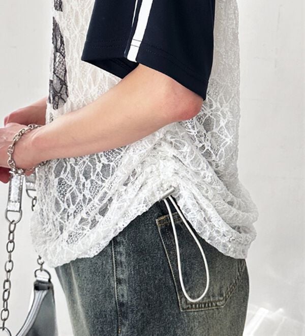 GeeRA（ジーラ）の「レース切替ナンバーロゴＴシャツ（カットソー）」｜詳細画像