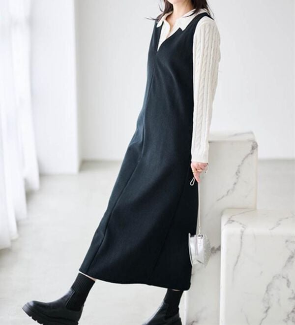 RANAN（ラナン）の「あったか裏ベロアニットコールジャンパースカート（ジャンパースカート）」｜詳細画像