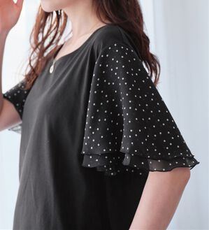 Viola e Viola（ヴィオラ エ ヴィオラ）の「【５つの機能付】袖シフォンゆるＴシャツ（Tシャツ）」｜ドット柄