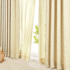 「簡単！素敵にコーディネートカーテンセット「アイビー」（ドレープカーテン）」｜アイビー　ベージュ