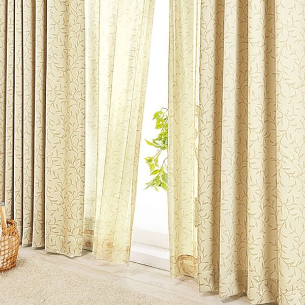 「簡単！素敵にコーディネートカーテンセット「アイビー」（ドレープカーテン）」｜アイビー　ベージュ