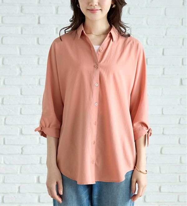 BELLUNA（ベルーナ）の「【吸水速乾】イージーケア！袖リボンシャツチュニック（チュニック）」｜詳細画像