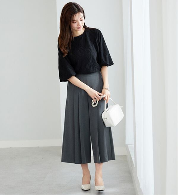 BELLUNA（ベルーナ）の「波柄ジャカードバルーン袖プルオーバー（カットソー）」｜詳細画像