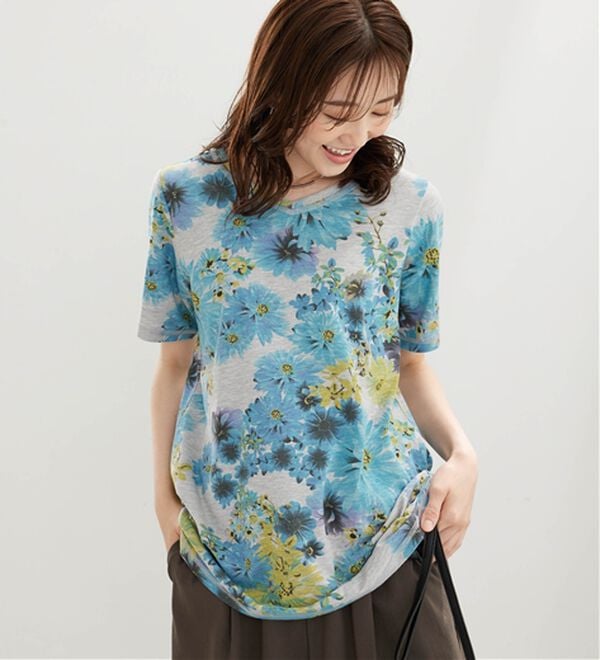 BELLUNA（ベルーナ）の「美人顔シルエット綿混プリントチュニック（チュニック）」｜詳細画像
