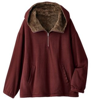 BELLUNA（ベルーナ）の「【暖炉】着るだけあったか！裏ボアハーフジップパーカー（トレーナー・スウェット）」｜小豆