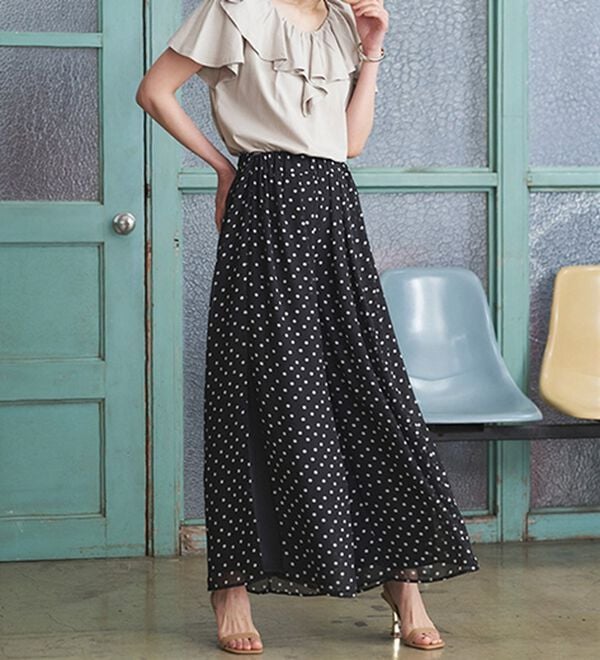 RANAN（ラナン）の「ひんやり！サイドスリットシフォンパンツ（フルレングスパンツ）」｜詳細画像