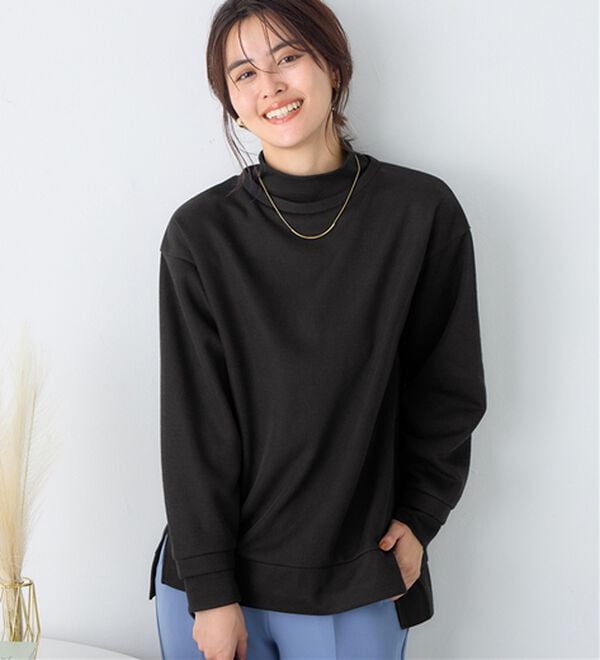 Viola e Viola（ヴィオラ エ ヴィオラ）の「あったかニットソーリブトップス（チュニック）」｜ブラック