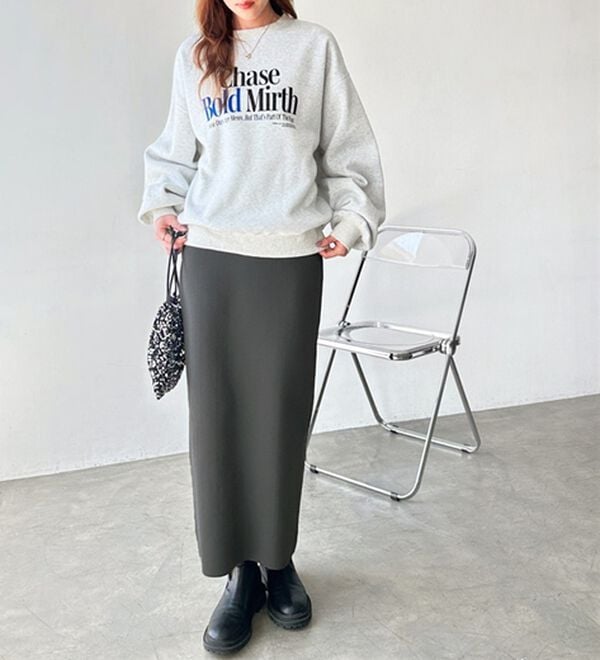 GeeRA（ジーラ）の「きれいシルエットで動きやすい！スポンディッシュニットスカート（ロングスカート）」｜詳細画像