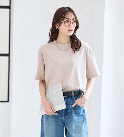BELLUNA（ベルーナ）の「【汗ジミ対策◎】＜エアリーアイスコットン＞オーバーサイズＴシャツ【選べる袖丈】（カットソー）」