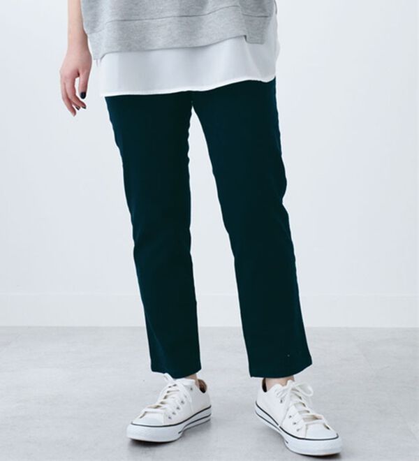 BELLUNA（ベルーナ）の「ウエストリブ使いスリムパンツ（フルレングスパンツ）」｜ネイビー