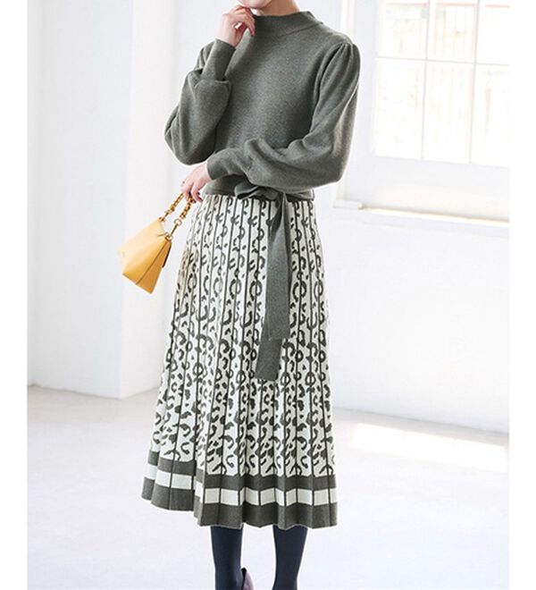 ヒョウ柄ジャカードニットワンピース - ベルーナ【公式】 