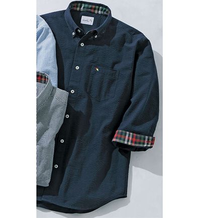 「＜アーノルド　パーマー＞シアサッカーデザインシャツ（長袖・７分袖）（メンズシャツ）」