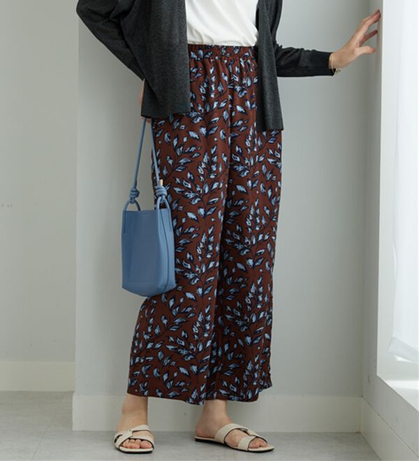 BELLUNA（ベルーナ）の「ヒンヤリ冷感！プリントワイドパンツ（ワイドパンツ・ガウチョ）」｜詳細画像