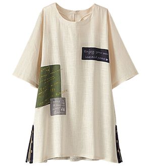 BELLUNA（ベルーナ）の「パッチワークデザイン刺しゅう使いチュニック（チュニック）」｜オフ白系