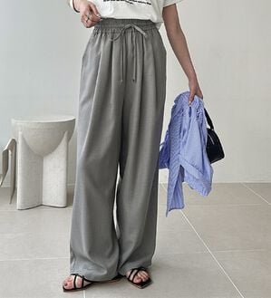 GeeRA（ジーラ）の「【体型カバー】上品なのにラクちんワイドパンツ（フルレングスパンツ）」｜ライトグレー