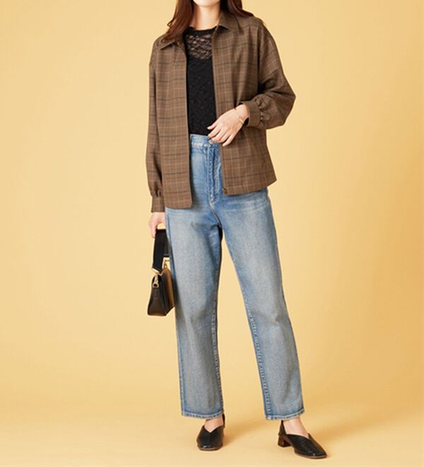 BELLUNA（ベルーナ）の「【重ね着にぴったり♪】のびやかレース素材メロー使いインナー（カットソー）」｜詳細画像