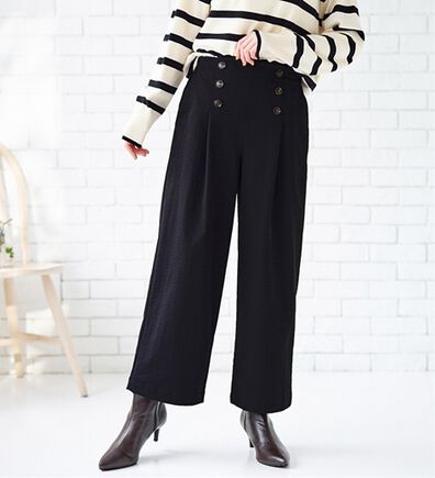 BELLUNA（ベルーナ）の「サラもち！快適ビンテージ調素材ワイドパンツ（ワイドパンツ・ガウチョ）」