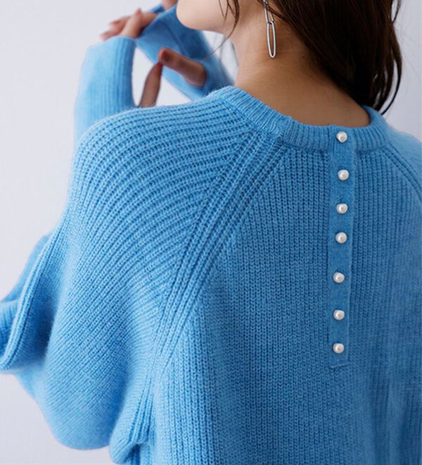 RANAN（ラナン）の「パール調ボタン付ロングニットワンピース（ニットワンピース）」｜詳細画像