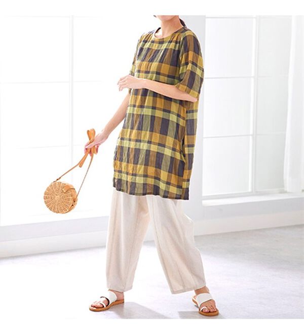 BELLUNA（ベルーナ）の「シャーリング素材ゆったりチュニック（チュニック）」｜詳細画像