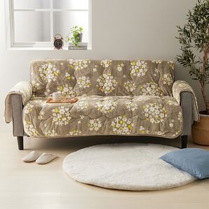 iellio（イエリオ）の「北欧調ボリュームフランネルソファカバー＜抗菌防臭・吸湿発熱・蓄熱・北欧柄・ソファーカバー・センターカバー＞（ソファーカバー）」｜フラワーグレージュ