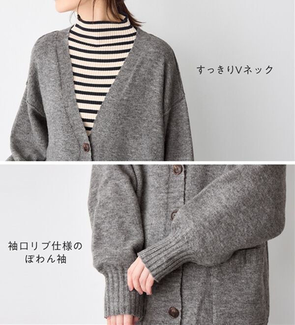 Viola e Viola（ヴィオラ エ ヴィオラ）の「洗えるもちもち　ミドル丈ニットカーデ（ニットカーディガン）」｜詳細画像