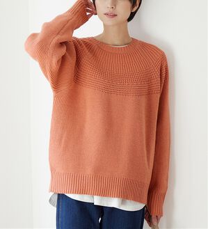 Viola e Viola（ヴィオラ エ ヴィオラ）の「【３つの機能付】求心編みニット（ニット・セーター）」｜コーラルオレンジ