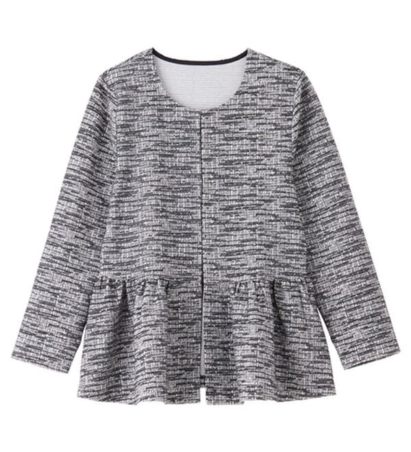 GeeRA（ジーラ）の「【２点セット】ニットツイードペプラムジャケットセットアップスーツ（パンツスーツ）」｜詳細画像