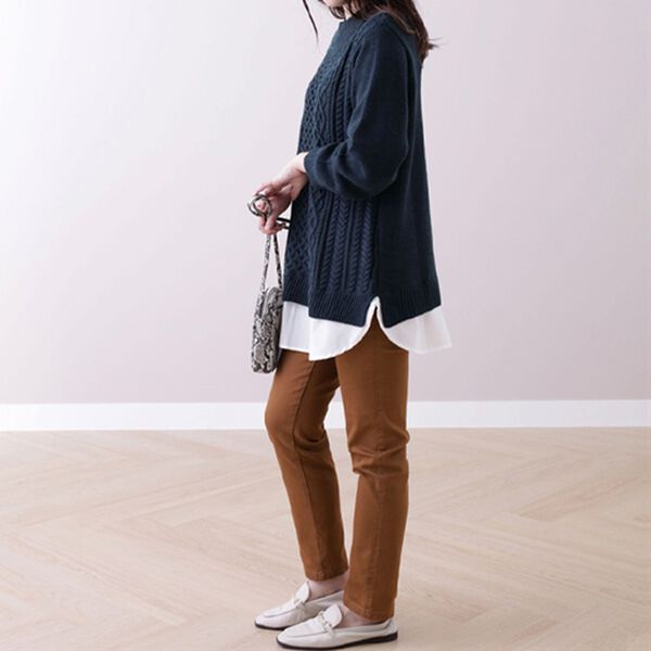 BELLUNA（ベルーナ）の「ケーブル柄布帛切替チュニック（チュニック）」｜詳細画像