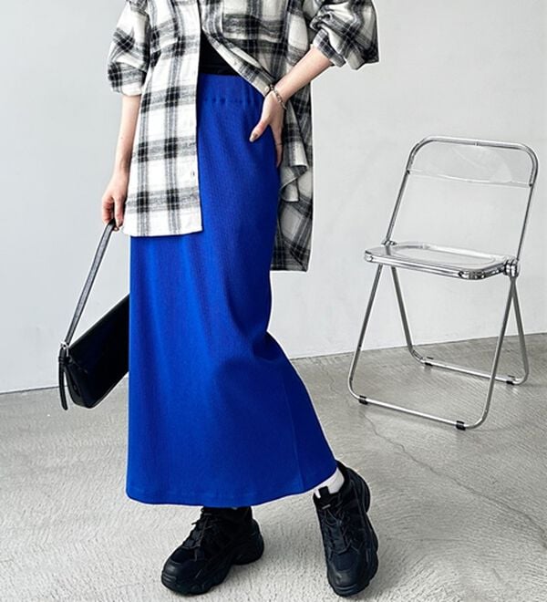 GeeRA（ジーラ）の「【着回し力◎】楽ちんすっきり見え！リブロングスカート（ロングスカート）」｜詳細画像