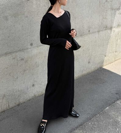 RANAN（ラナン）の「アシメネックリブワンピース（ロングワンピース）」