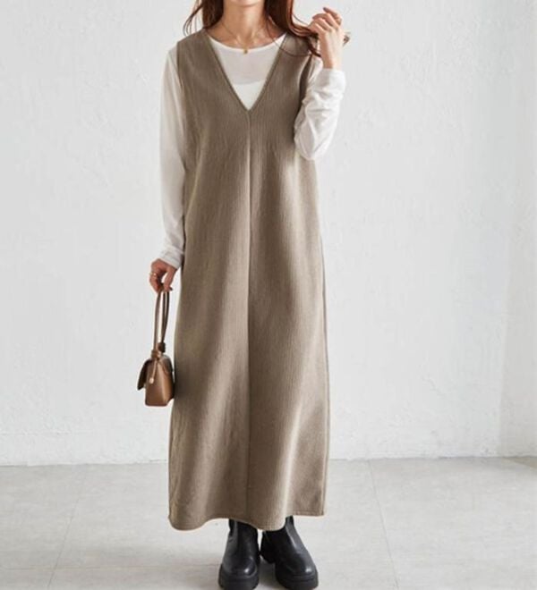 RANAN（ラナン）の「あったか裏ベロアニットコールジャンパースカート（ジャンパースカート）」｜詳細画像