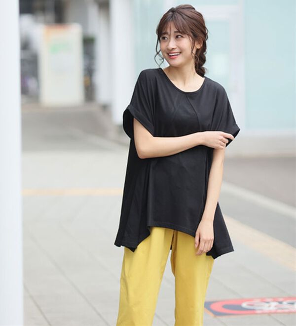 A HAPPY MARILYN（アハッピーマリリン）の「【麗シルエット】綿１００％ 変形パターンで目を惹くＡライン イレヘム チュニック（チュニック）」｜詳細画像