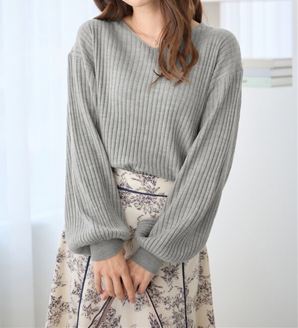 alotta（アロッタ）の「【洗える】カシミヤタッチボリューム袖ニット（ニット・セーター）」｜詳細画像