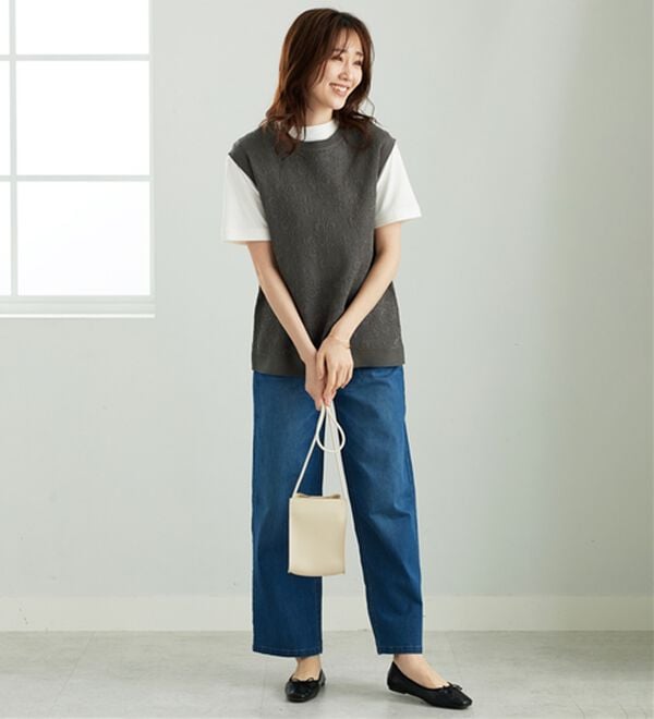 BELLUNA（ベルーナ）の「レース柄シアージャカードニットベスト（ベスト）」｜詳細画像