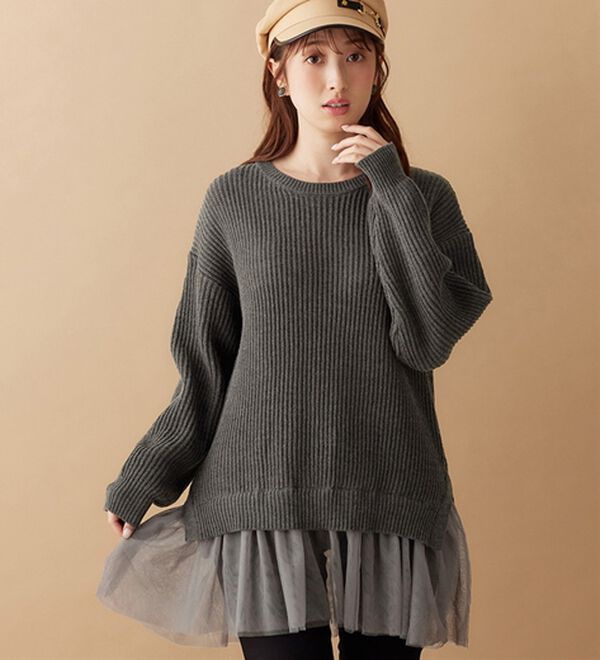 新品 PLUS OTO.HA ダブルジップ ポンチョ ケープニット おでかけ