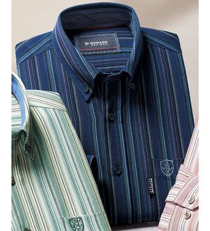 「＜ダンロップ・リファインド＞しわになりにくいグラデーションシャツ（メンズシャツ）」｜ネイビー系