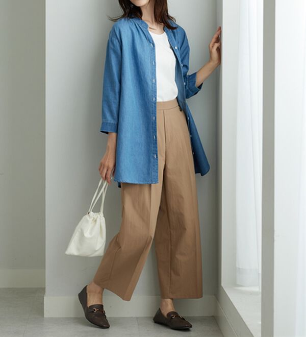 BELLUNA（ベルーナ）の「やわらかデニム素材シャツチュニック（チュニック）」｜詳細画像