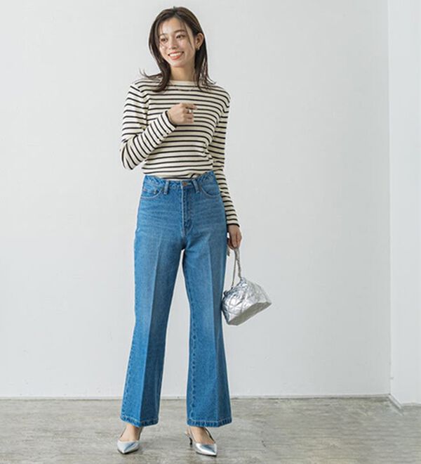 Pierrot（ピエロ）の「【選べるネック】袖ボタンリブニット（ニット・セーター）」｜詳細画像