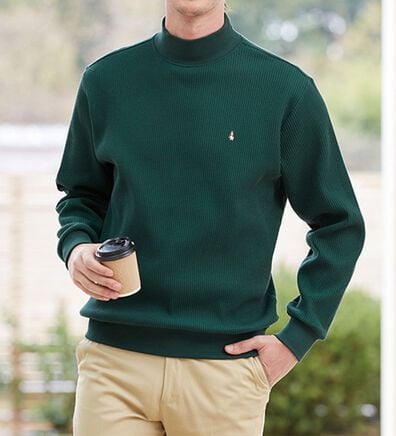 「＜ハッシュパピー＞杢調ワッフル地ハイネックトレーナー（メンズトレーナー）」