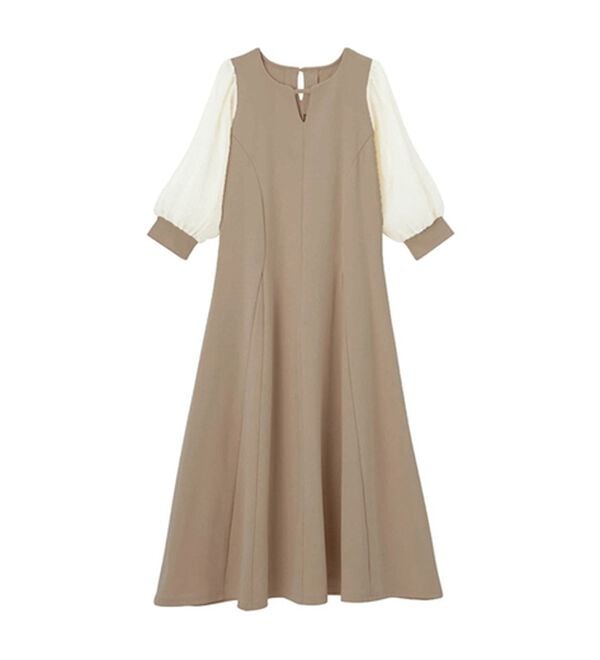 GeeRA（ジーラ）の「袖楊柳シアー美ラインワンピース（カットソーワンピース）」｜詳細画像