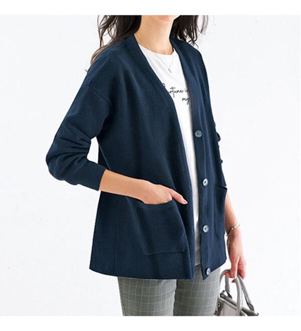 BELLUNA（ベルーナ）の「抗菌防臭で爽やか！あぜ編ニットカーディガン（ニットカーディガン）」｜詳細画像