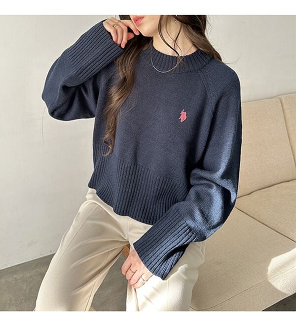 GeeRA（ジーラ）の「【ＵＳ．ＰＯＬＯ　ＡＳＳＮ】ショート丈ニット（ニット・セーター）」｜詳細画像